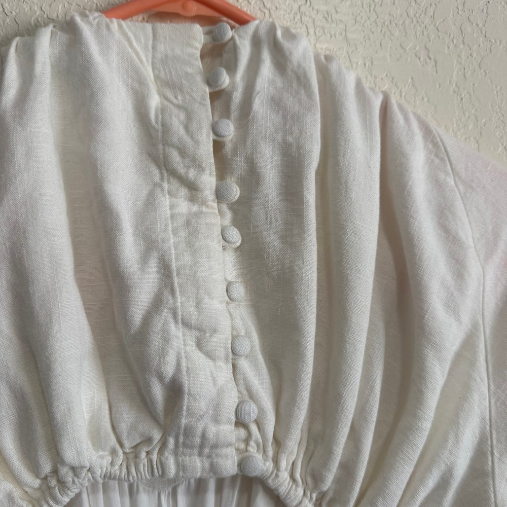 VICI Cutout Maxi Dress White Long Sleeve Button Back Boho Chic Size Small - Picture 11 of 16